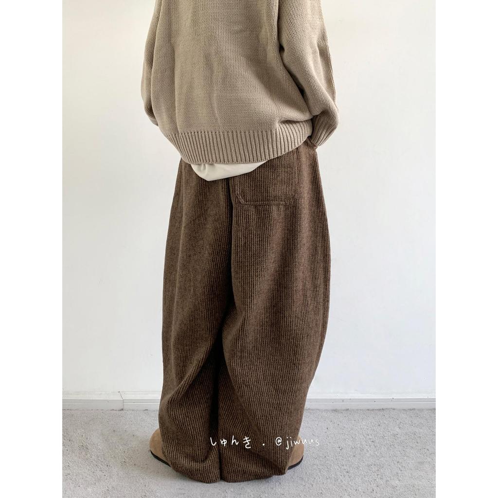 Retro Unisex Corduroy Wide-Leg Pants - Autumn/Winter Y2K Style