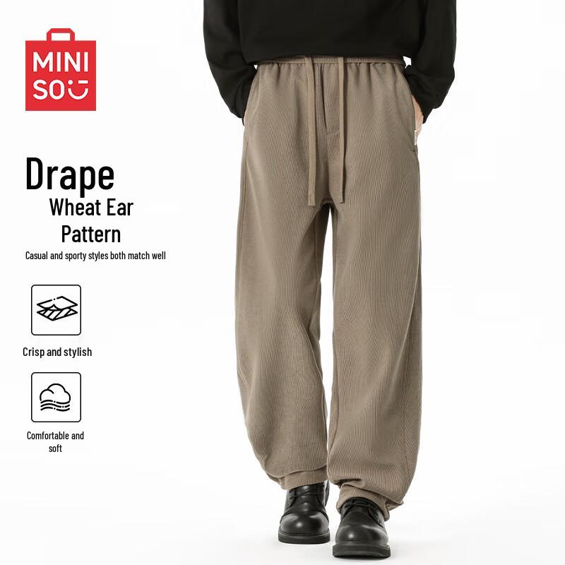 

MINISO Men s American Retro Loose Corduroy Straight-Leg Trousers M