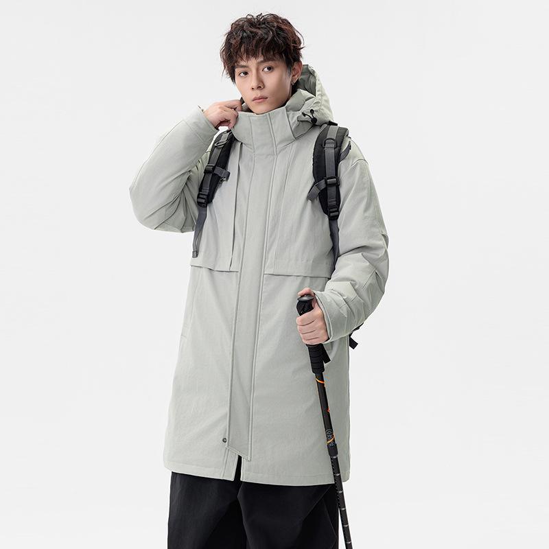 Herren Übergröße Winter Kapuzen Parka Mittellang Baumwolle Windbreaker