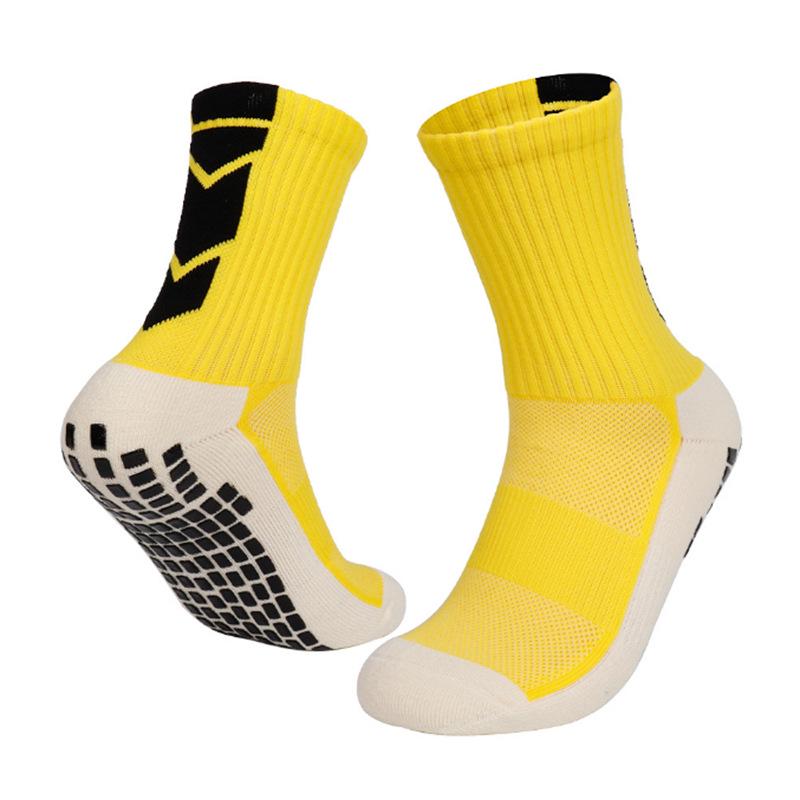 Men's Anti-Slip Mid-Calf Breathable Sports Socks with Towel Bottom for Football, Running, and Basketball.