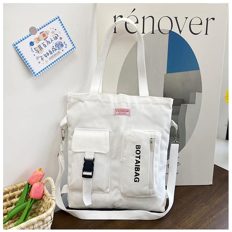 Canvas Tote Bag For Women Large Capacity Casual Shoulder Crossbody Urban Style