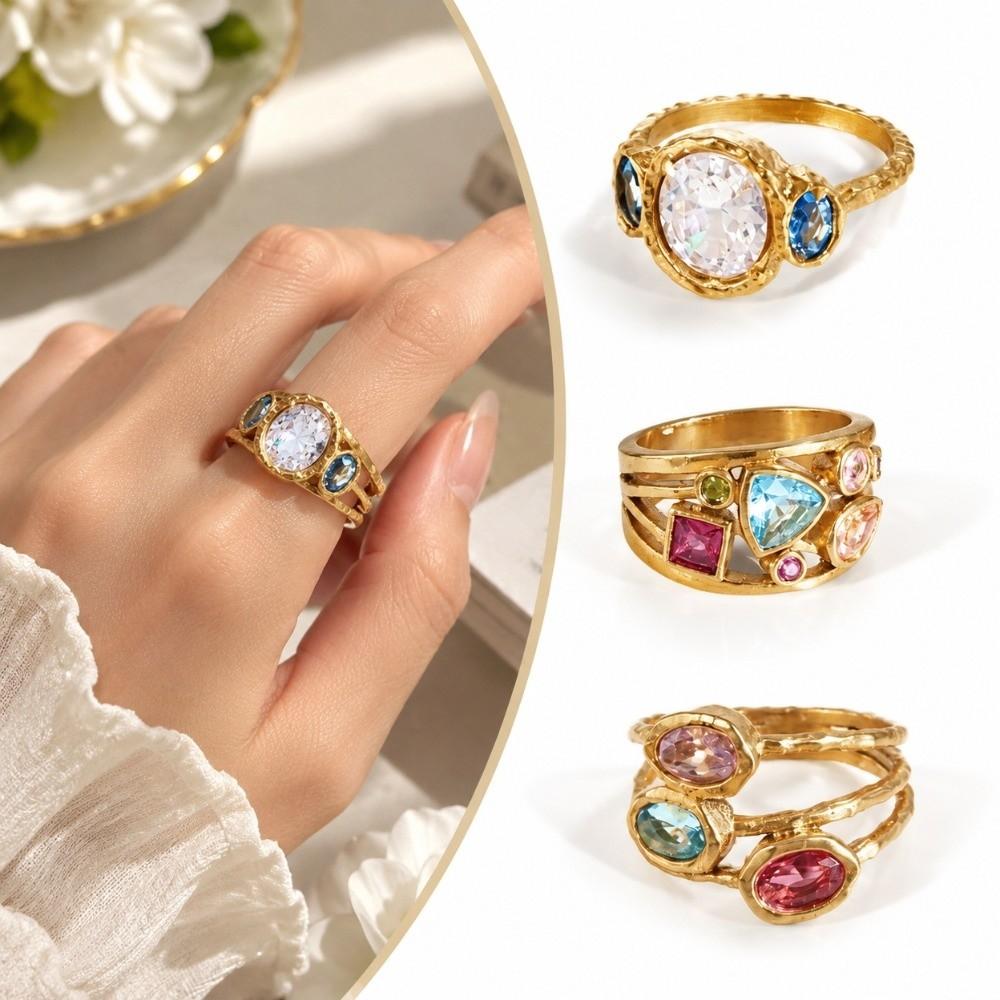 Lightweight Titanium Steel Ring Fade Resistant Hand Jewelry New Zircon Ring Birthday Gift