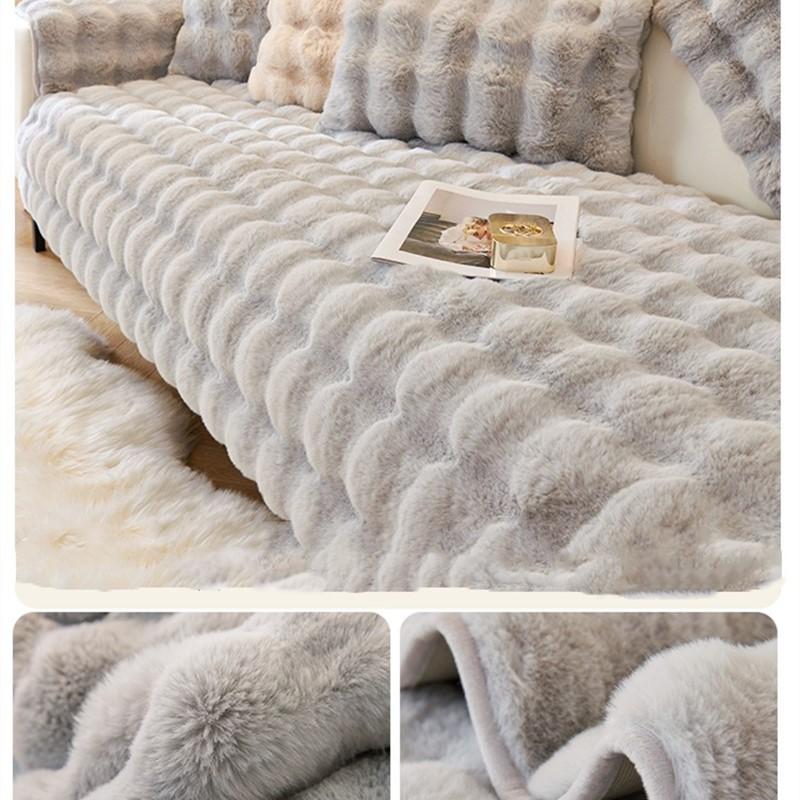 2024 New Cream Tuscan Rabbit Thickened Plush Pillow Throw Sofa Bedroom Tatami Backrest Cushion Non-slip Seat Mat