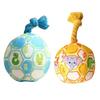 Plush Ball Dog Chew Toy Boredom Stress Relief Bite Resistant Squeaky Cartoon Ball Toy with Cotton Rope Pet Teething Cleaning Toy