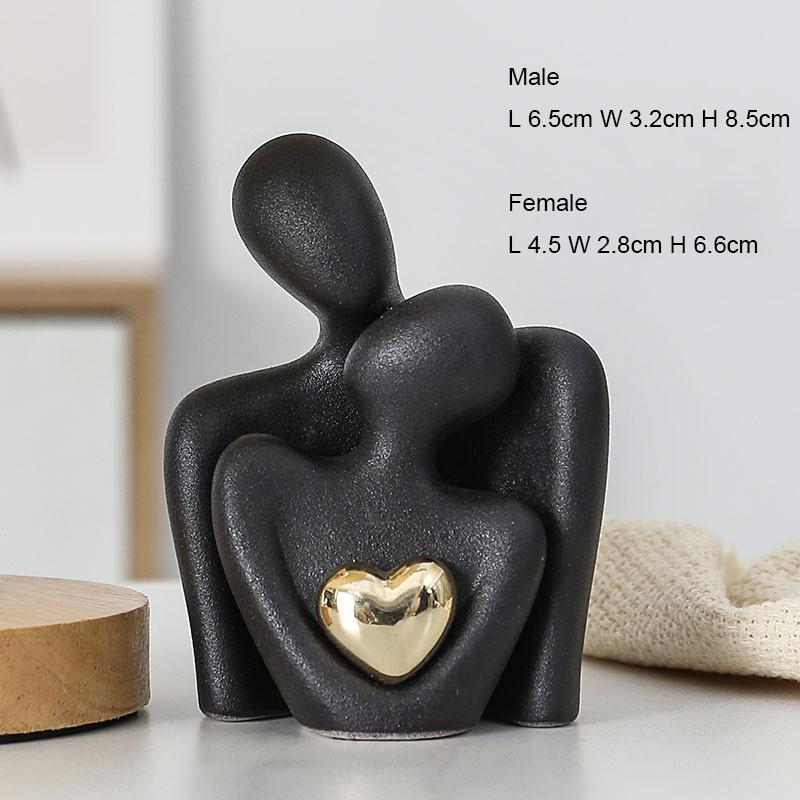 Nordic Abstract Couple Statue Simple Character Sculpture Couple Hug Art Decoration Ceramic Crafts Ornaments