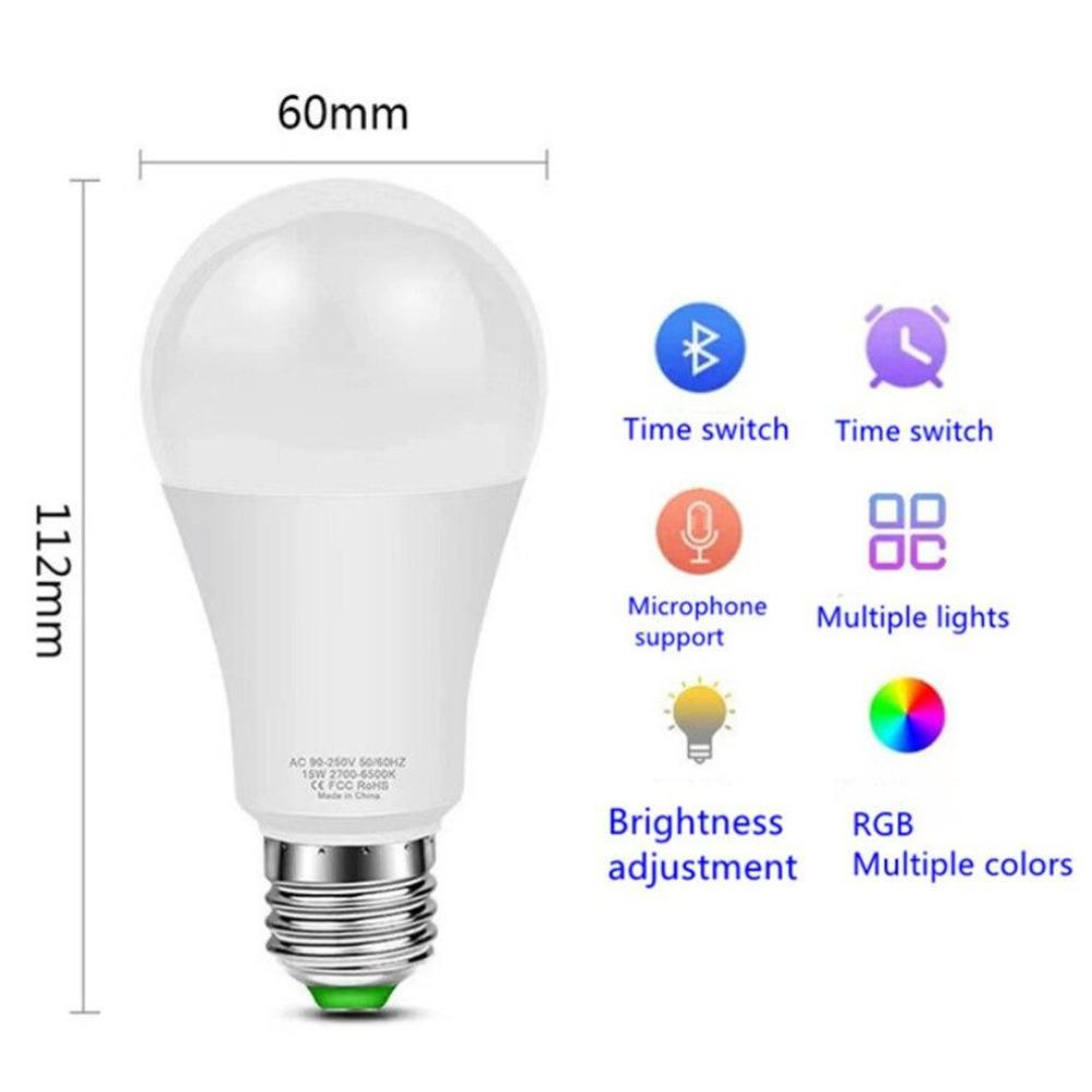 Wireless Bluetooth 4.0 Smart Bulb Tuya APP Control Dimmable 9W E27 RGB+CW+WW LED Color Change Lamp Compatible IOS/Android