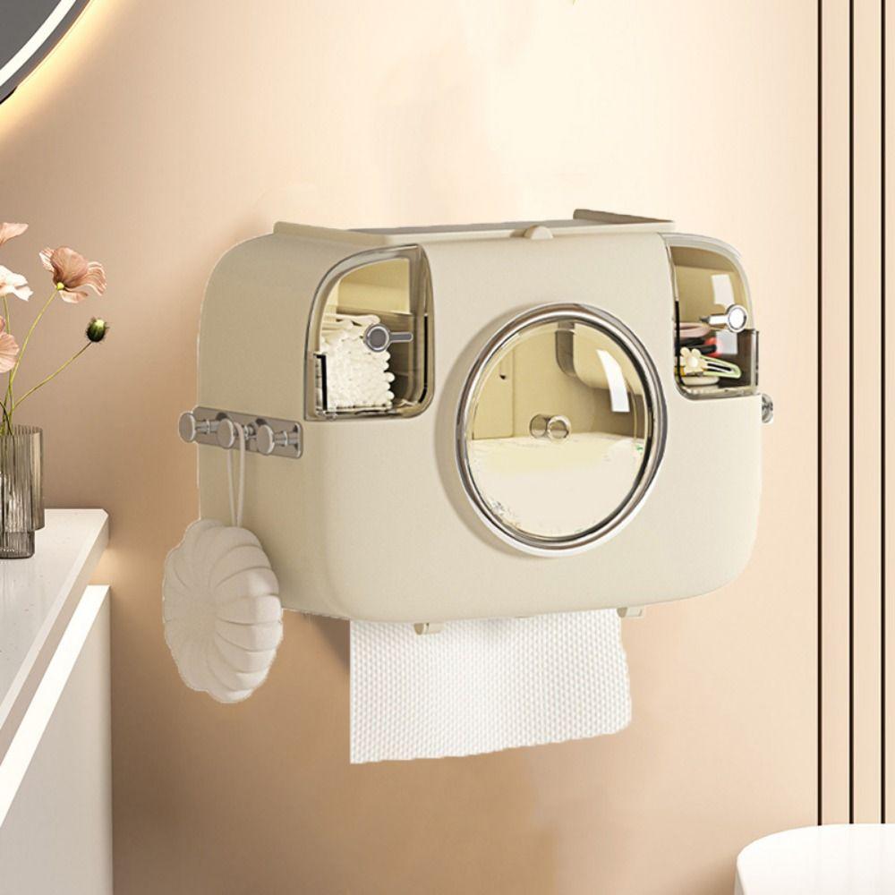 Punch-Free Toilet Paper Holder Plastic Paper Extraction Box Practical Washcloth Organizer for Home