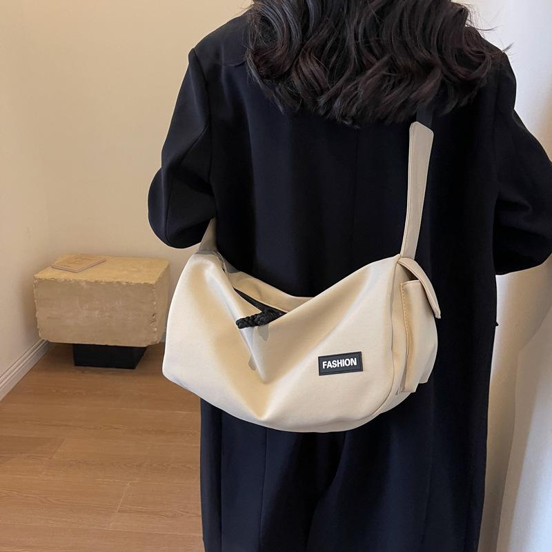 

Canvas Bag Solid Color Versatile Simple Canvas Bag Single Shoulder Crossbody Bag