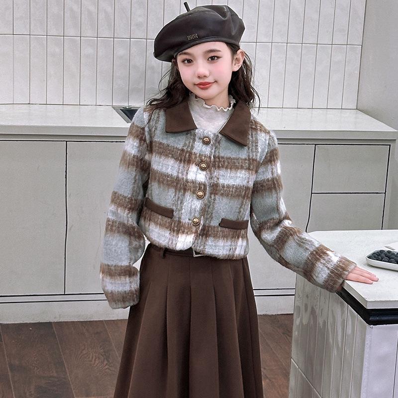 Girls' High-End Midi Skirt Set - Autumn/Winter 2025 Fashion