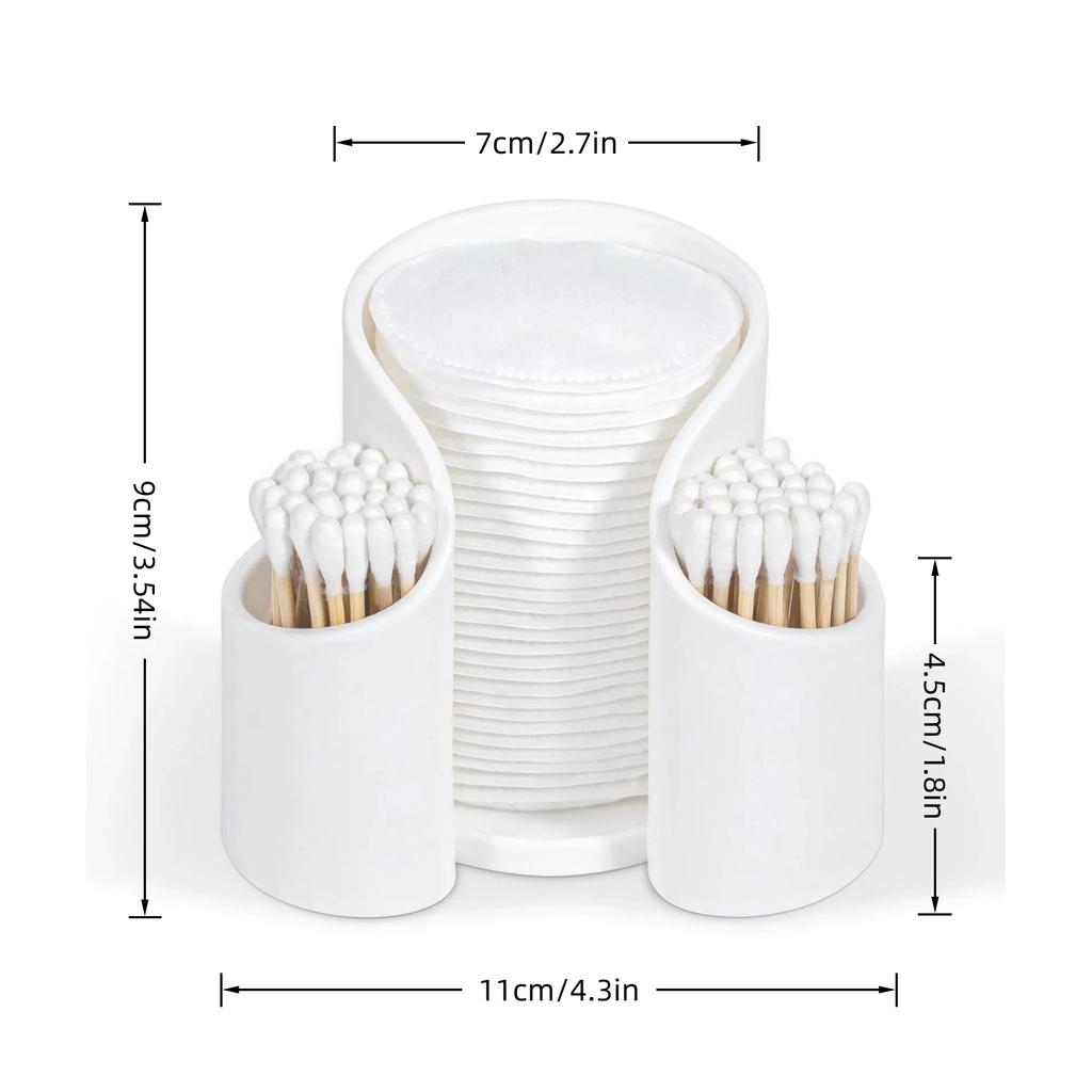Dispenser Plastic 2-Grid Cotton Ball Swab Round Pads Holder for Bathroom Container Organizer