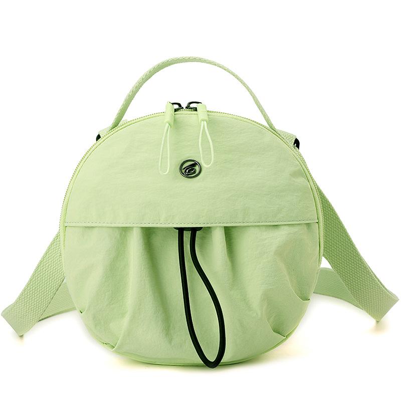 Casual Nylon Cloth Crossbody Bag Women's 2025 New Light Commuter Small Round Bag Drawstring Simple Portable Shoulder Bag