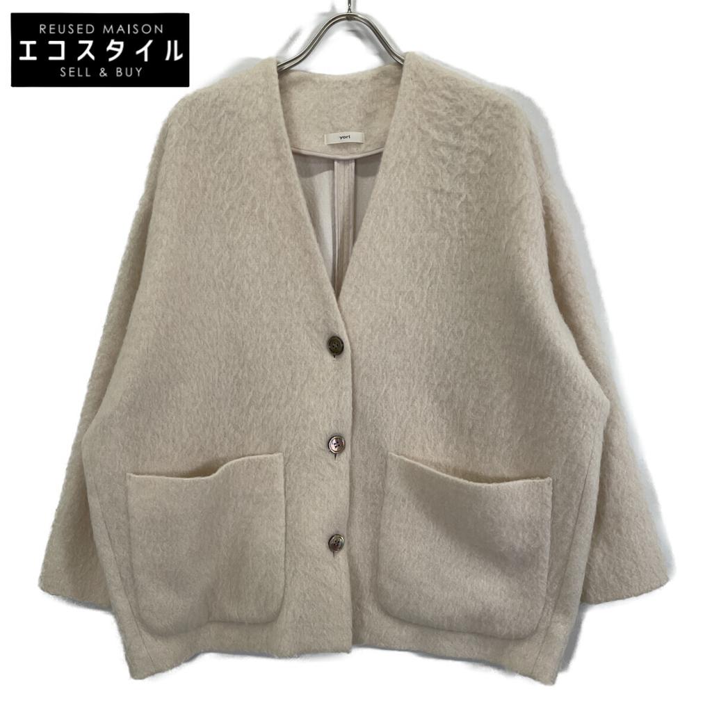 Yori YR2125-098AW-6 Pink Mohair Blend Shaggy Coat Jacket F Off whiteUsed