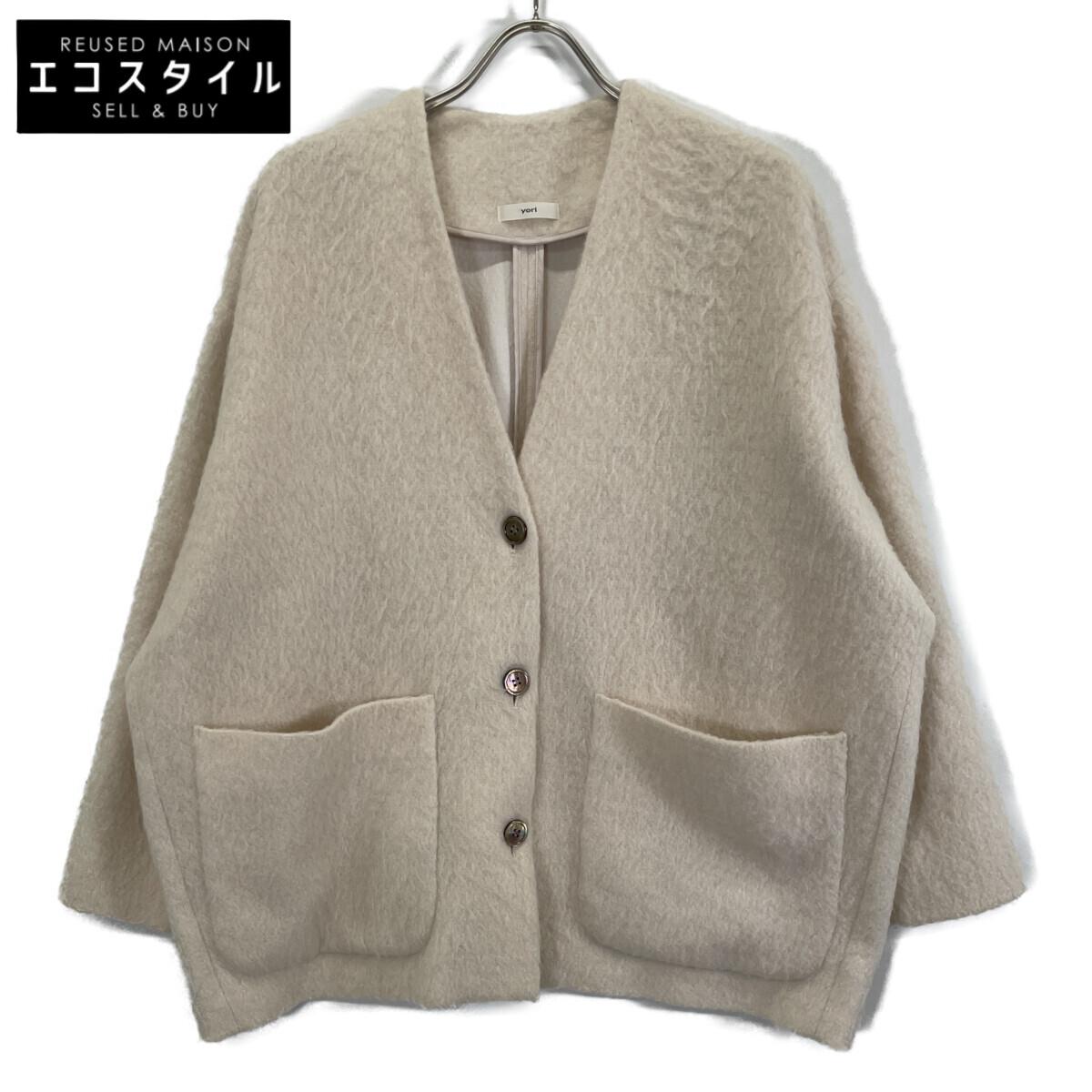 

yori YR2125-098AW-6 Pink Mohair Blend Shaggy Coat Jacket F off whiteUsed