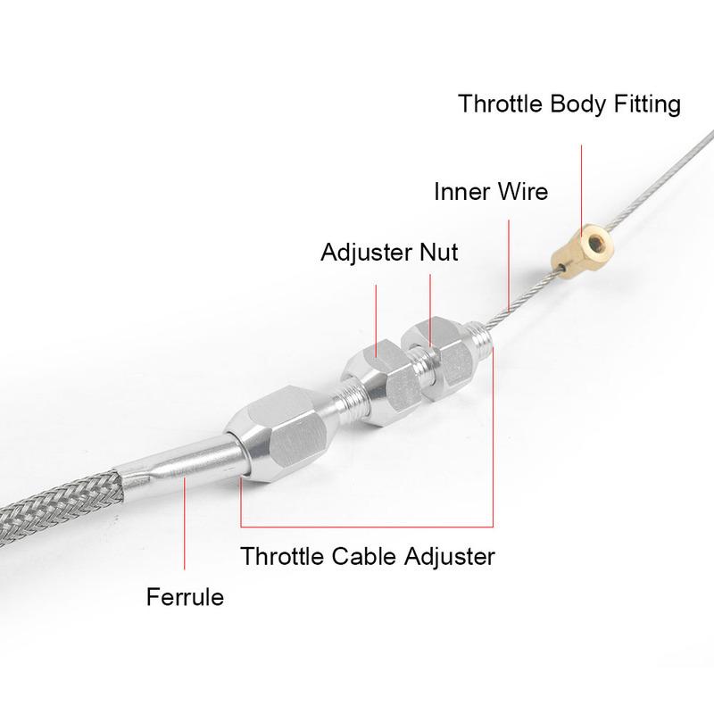 36" Throttle Gas Cable Kit Stainless Steel Braided For 97-07 Chevrolet/Chevy LS1 Engine 4.8L 5.3L 5.7L 6.0L