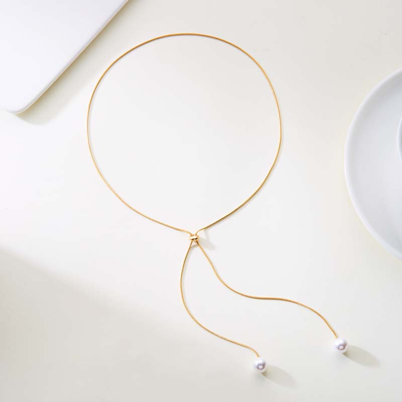 Fashion Metal Long Pull Necklaces for Women Luxury Elegant copper Color Matte Snake Bone Chain Necklace Zircon Accessories Gift