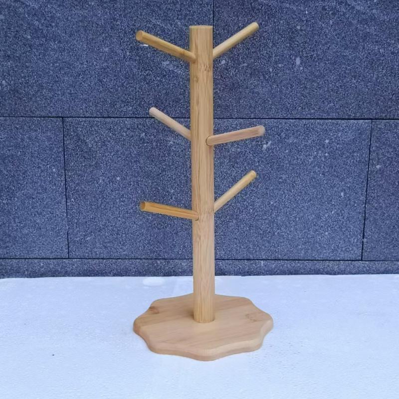 Sturdy Bamboos Cup Holder Drying Rack For Kitchen Bathroom Countertop Organize Cups Utensils Keys Jewelry