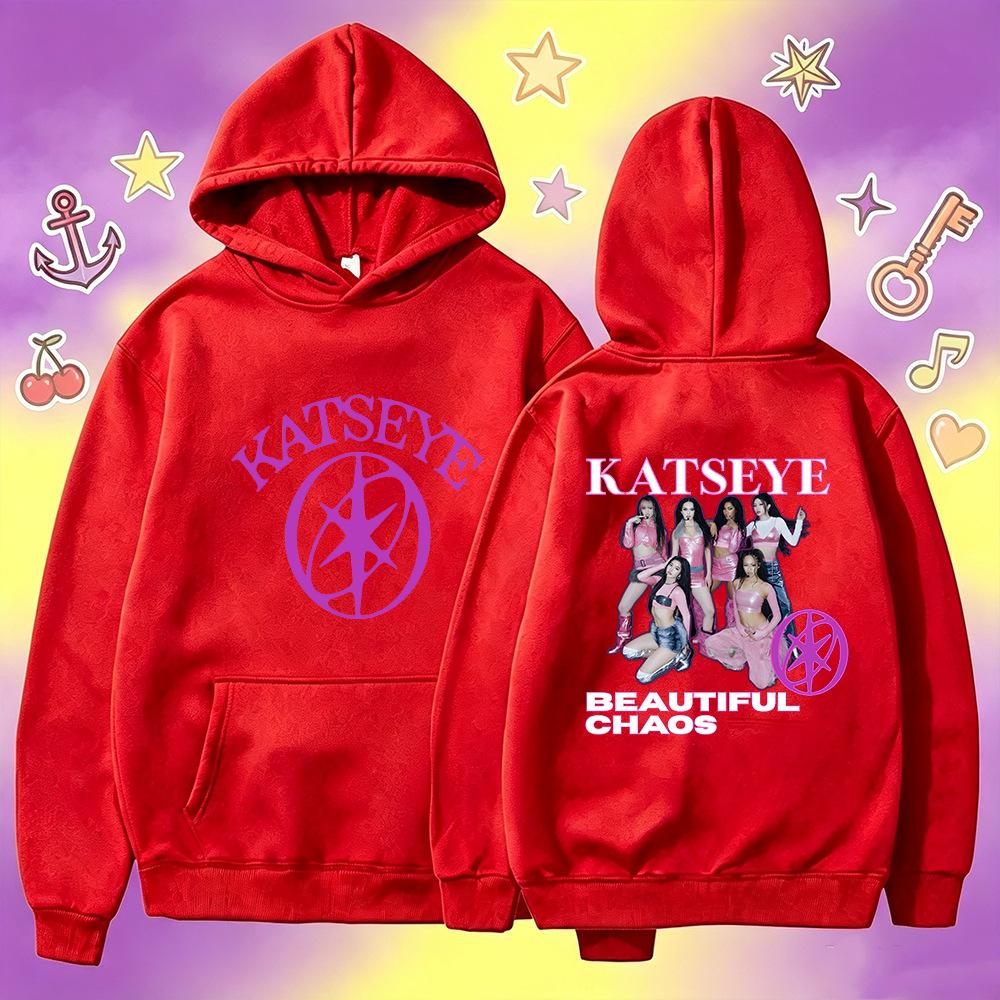 KATSEYE Print Hoodie Sweet Cool Loose Pullover Sweatshirt Casual Daily Wear 60810-5