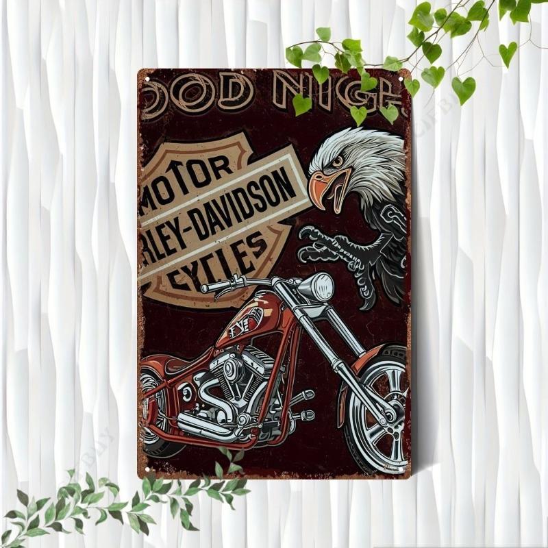 Motorcycle Metal Wall Sign, Garage Bar Decor 20x30cm
