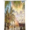 Tropische Laube, Piratenschiff, Planken-Tüll-Fenstervorhänge, Wohnzimmer, Organza, durchsichtiger Voile-Vorhang, Schlafzimmer, Küche, Heimdekoration, drapiert