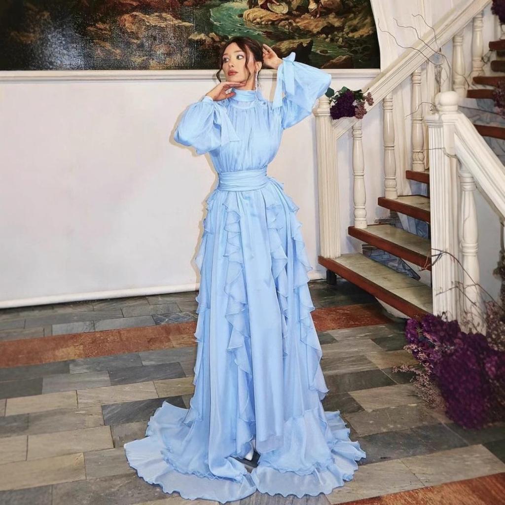 2025 Spring/Summer Women's Chiffon Pleated Wave Pattern Formal Dress
