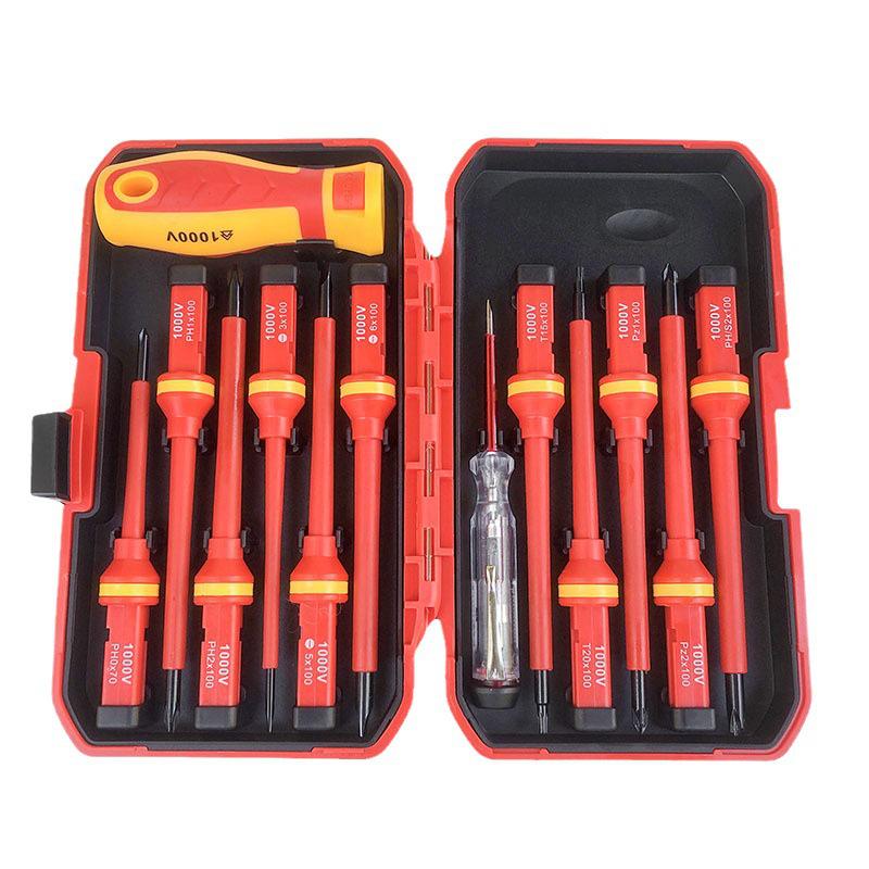 13-Piece Multi-Function Electrician Screwdriver Set, 1000V Insulated, Hardened Chrome-Vanadium Steel, Strong Magnetic Design