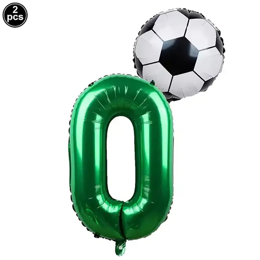2pcs 32inch Green Number Foil Ballons 10Inch Soccer Helium Ballons Football Kids Birthday Parti Sports Themed Party Decoration