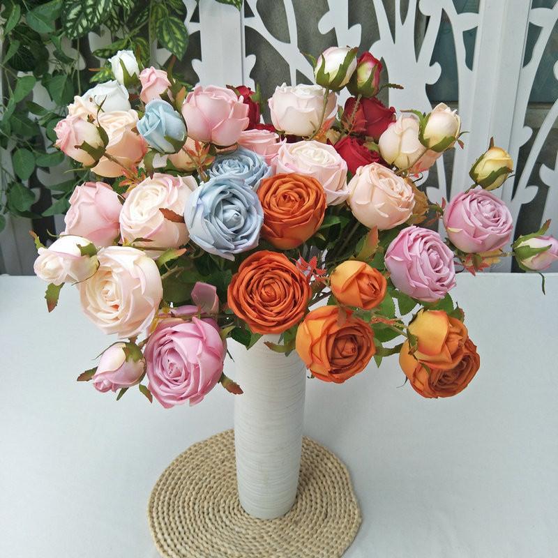 Silk Rose Realistic Floral Arrangement For Wedding And Home Gift Decoration