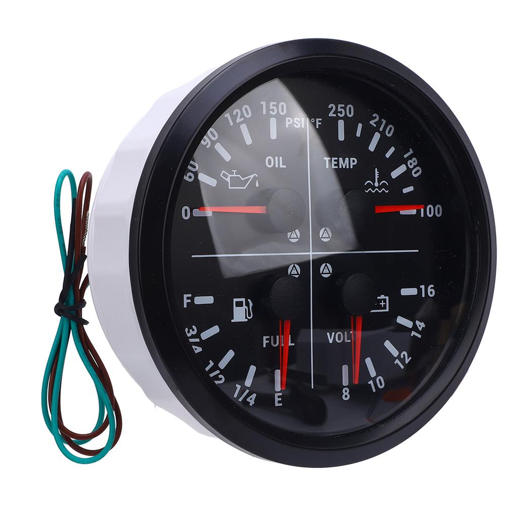 110mm 4 3 8in 4 In 1 Multifunction Gauge DC 12V 0 150PSI Oil Pressure Fuel Level 100 250 Fahrenheit  Water Temp 8 16V