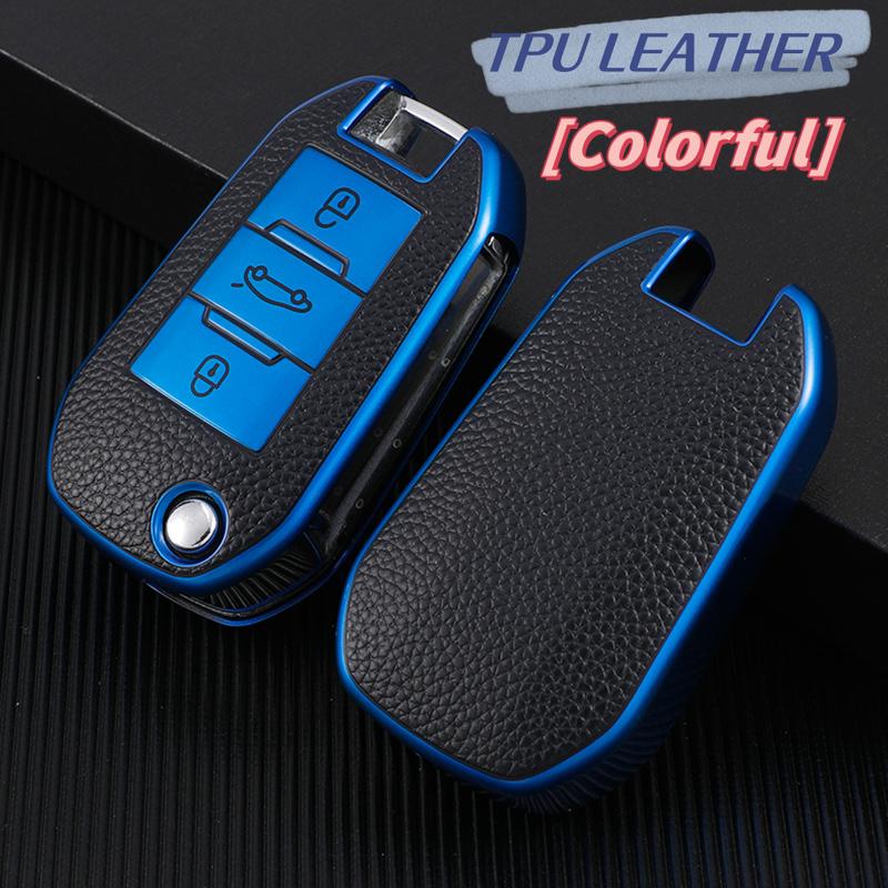 For Peugeot 208 2008 301 308 3008 Rcz 508 408 307 Case For Citroen C3 C4 Berlingo Tpu Leather Flip Folding Key Fob Cover