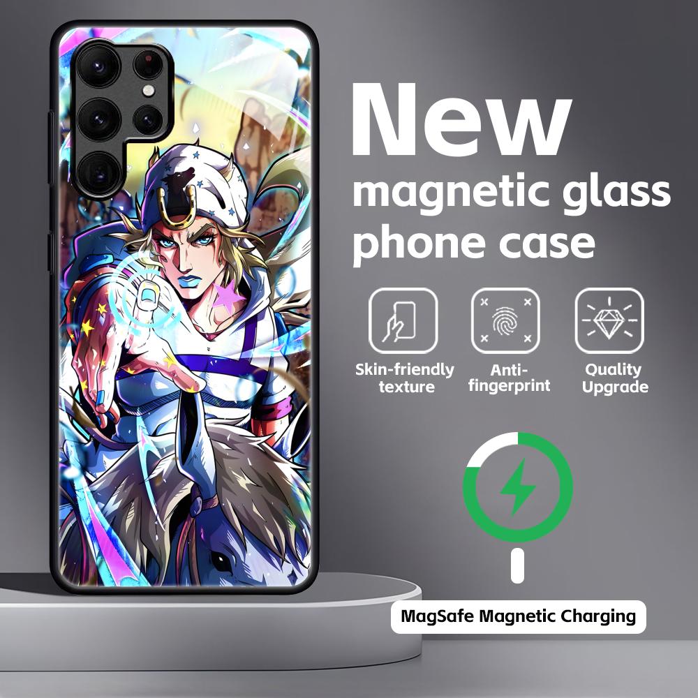 HOT JOJO Steel Ball Run Phone Case For Samsung S26 S25 S24 S23 S22 S21 Plus Ultra Note20 Glass Magnetic Case