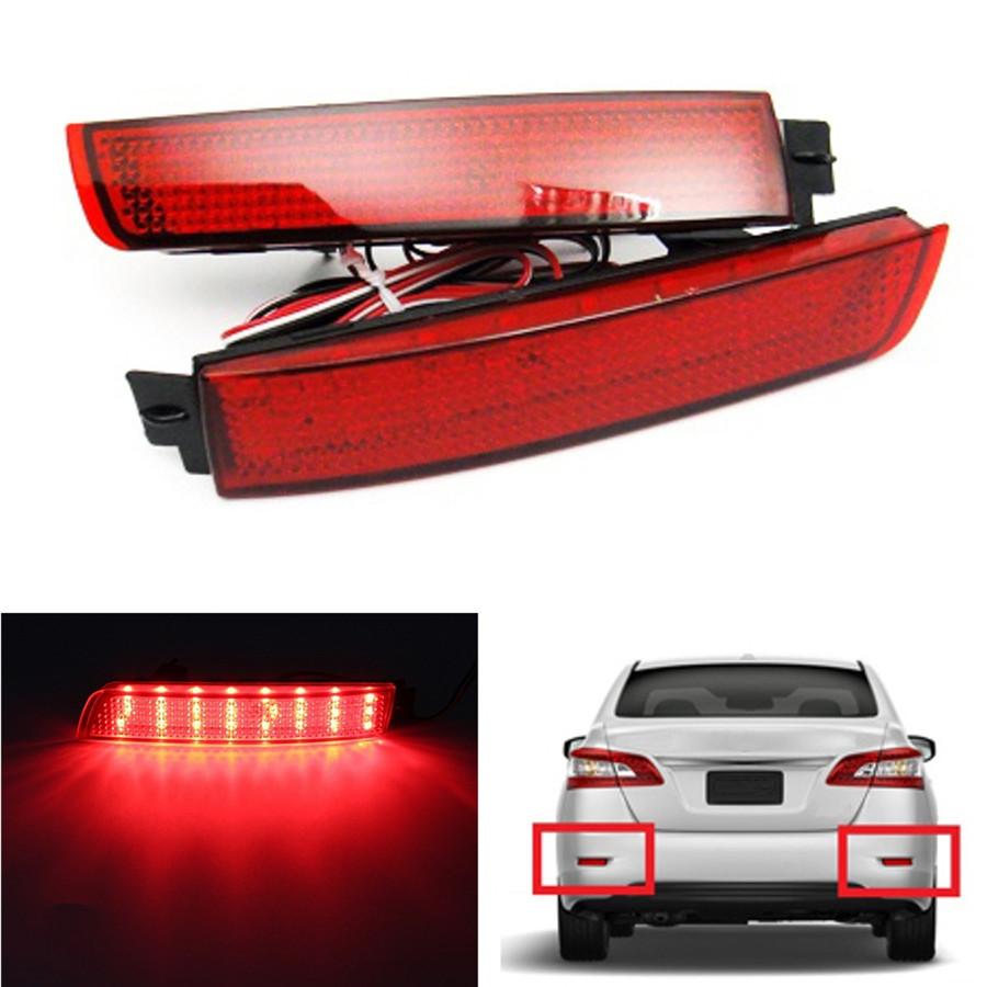 2X LED Bumper Reflector Red Lens Tail Brake Light Lamp For Nissan Juke//Infiniti