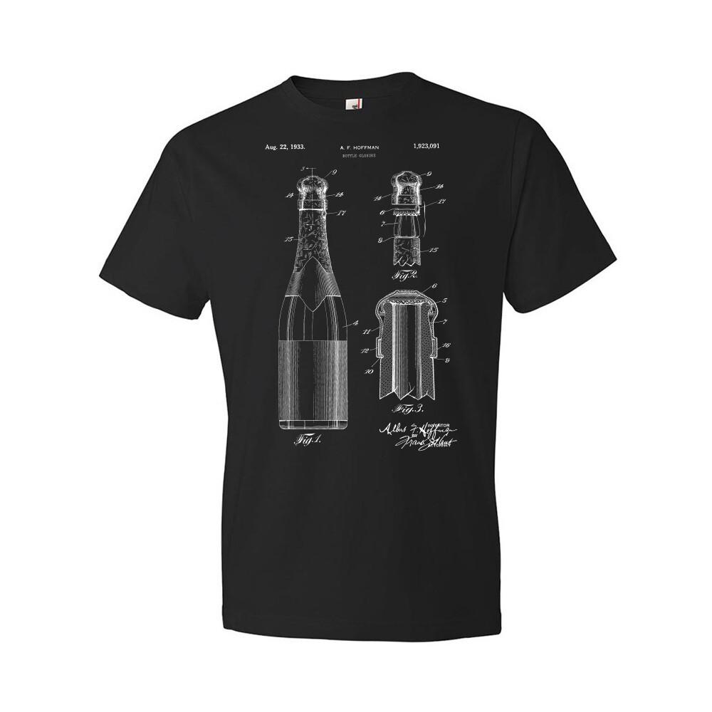 Champagne Bottle Patent Shirt Wine Lover Gift Bottle Blueprint Sommelier Gift