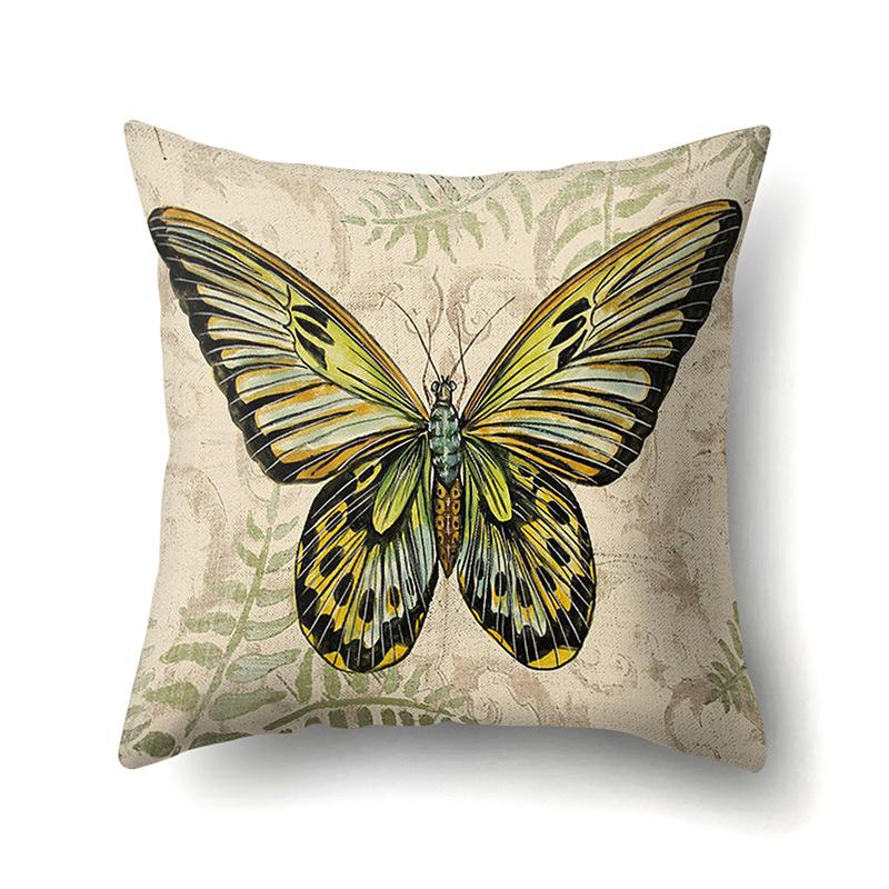 Polyester Pillowcase Peach Leather Velvet Decoration Printed Butterfly Pillowcase Waist Cushion Cover Car Cushion Head Cushion Cover