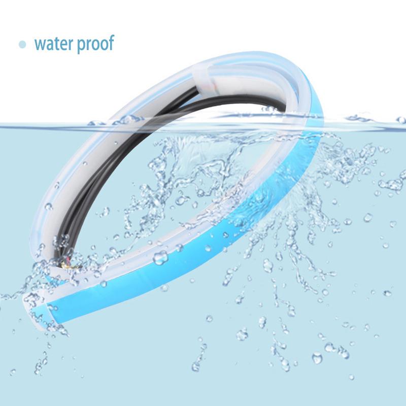 LED DRL Car Daytime Running Light Flexible Waterproof Strip Auto Headlights White Turn Signal Brake Flow Lights 12V