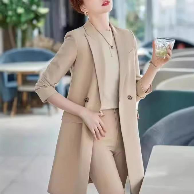 

Korean Style Women s Mid-Length Blazer Jacket - 2025 Spring/Autumn Fashion L for 60-65 kg чорний