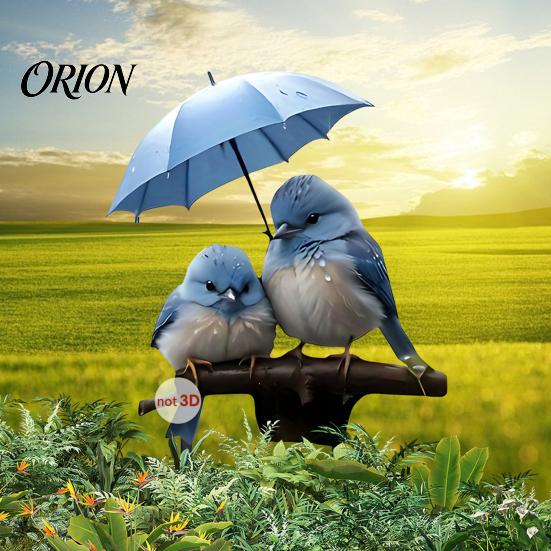 Yard Art for Flower Pots Blue Birds Garden Stake, Couple with Umbrella Romantic Sign Waterproof Outdoor Ornament Lawn Bed Decor Stakes