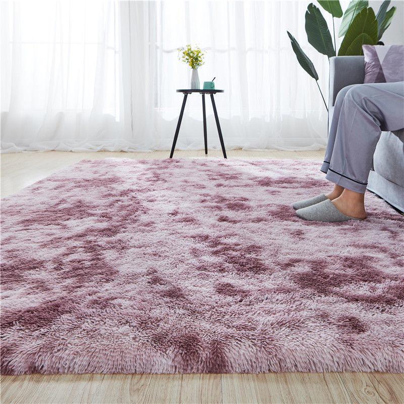 Modern Gradient Tie-Dye Silk Wool Carpet, Dirt-Resistant, Non-Slip, Easy-Care for Large Areas