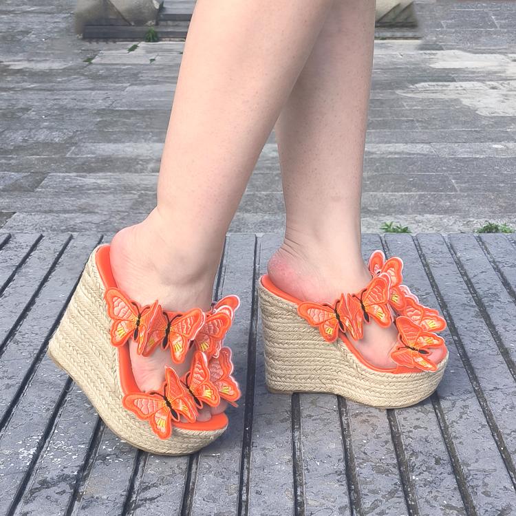 Fashion Shoes Peep Toe On A Wedge House Slippers Platform Women Heels Slides Summer High Transparent Sexy Super On A Wedge Slippers Wome