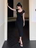 Hepburn Style Slim Fit Backless French Maxi Dress - Elegant, Sexy, Cinched Waist, and Hip-Hugging for Women’s Summer Fashion