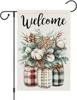 Louise Maelys Winter ower Garden ag oral Cotton Double Sided 12x18 Inch Small Burlap Welcome Winter Holiday Yard Outdo WZZ