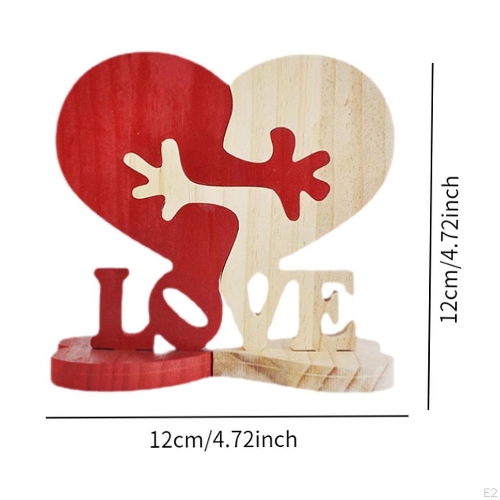 Heart Shaped Wooden Ornaments Love Wood Signs Desktop Tabletop Decorations,Wooden Statue for