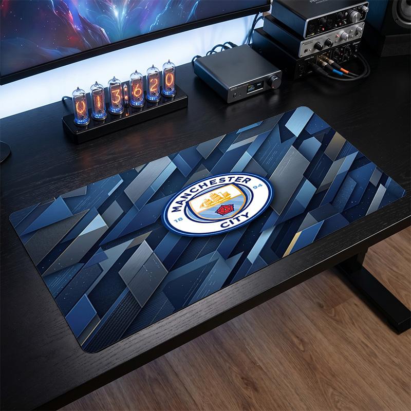 Manchester City Bedrucktes Großes Mauspads, Rutschfeste Weiche Gummi Gaming Schreibtischmatte für Büro Laptop Computer Dekor