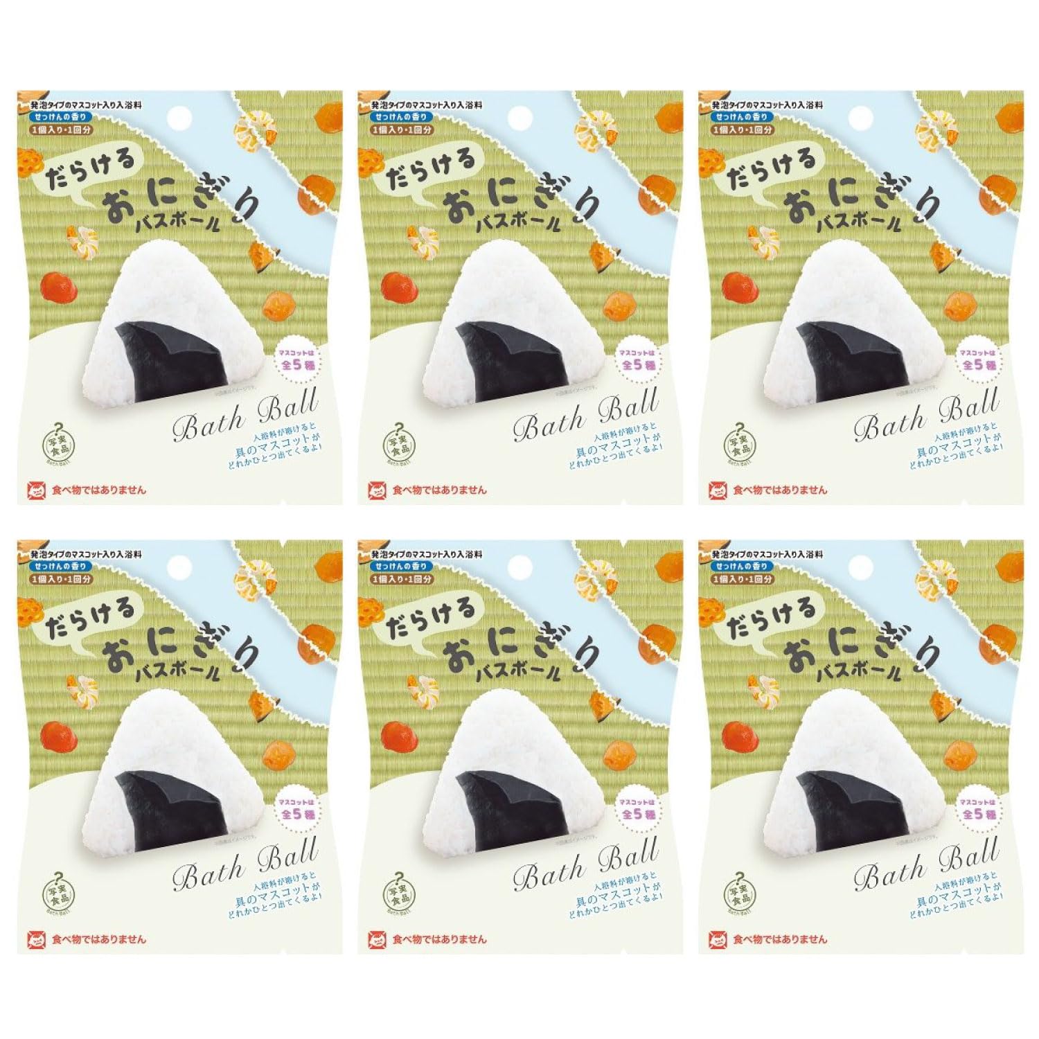 

Ura Shajitsu Foods Dararuru Onigiri Bath Balls (Set of 6) Bath Bombs, Bath Additives, Mascots