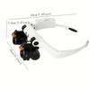 2-piece Head Mounted Magnifying Glass, Interchangeable Cooling and Heating Light, Detachable Lens, Used for Close Range Work