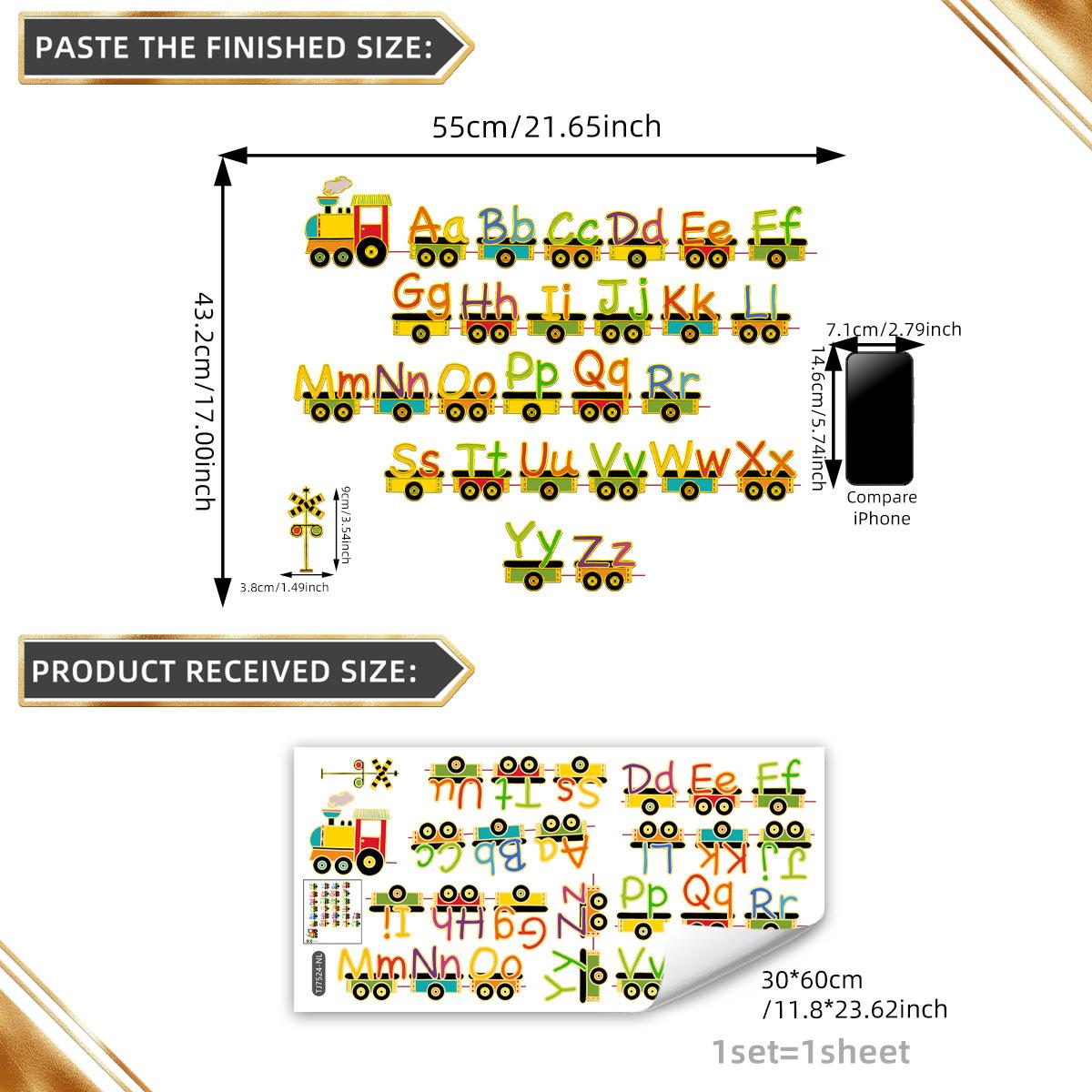 

Tj7524 Creative Train 26 Letters Bronzing Wall Sticker Decoration Children S Room Bedroom Background Self-Adhesive Wall Sticker