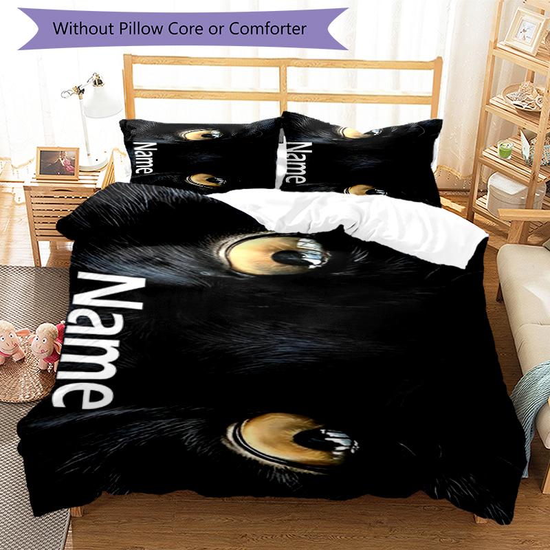 3pcs Custom Name Leopard Bedding Set Duvet Cover Closure Includes 1 Duvet Cover & 2 Pillowcases, Soft and Comfortable for All Seasons.