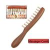 10-Teeth Copper & Wood Massager Comb For Head Meridian Therapy And Relaxation Golden Sandalwood Scraping Guasha Long Handle
