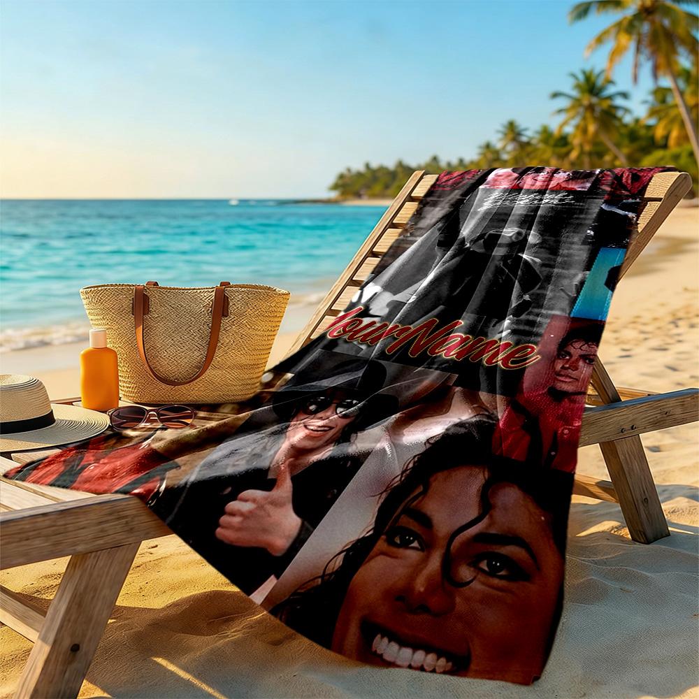Michael Jackson Customized Name Beach Towel High Absorbency & Quick-Dry Perfect for Traveling Yoga Camping and Swimming