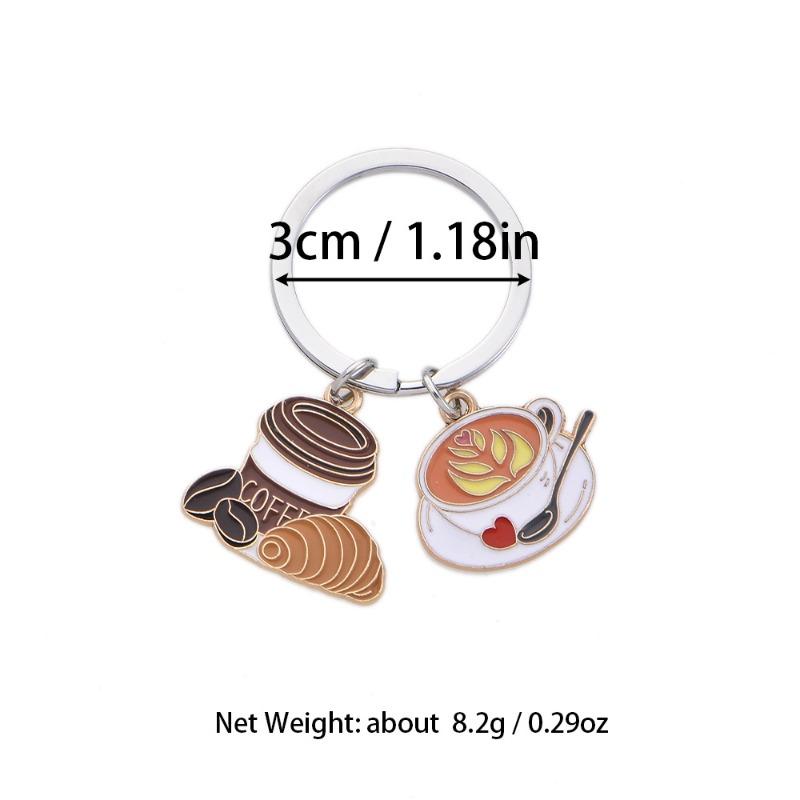Cute Food Keychain Set for Backpack Coffee Bread Ice Cube Cola Charms Kawaii Alloy Pendant Bag Accessories for Girls Gift