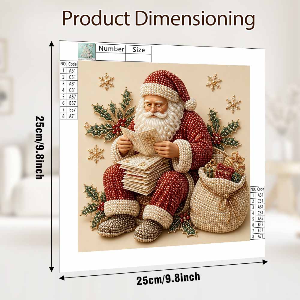 Pearl painting Santa Claus reading letters Christmas art kit DIY holiday home decor painting